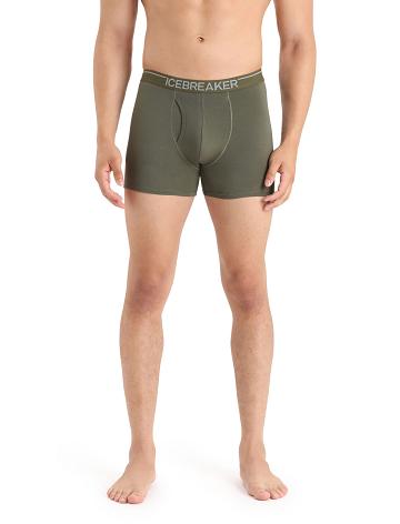 Men's Icebreaker Merino Anatomica Boxers With Fly Underwear Loden | CA 1642SGLO